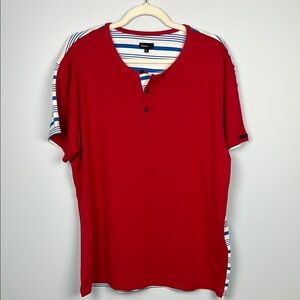 Two Blind Brothers solid/ striped short sleeve large Henley style tshirt